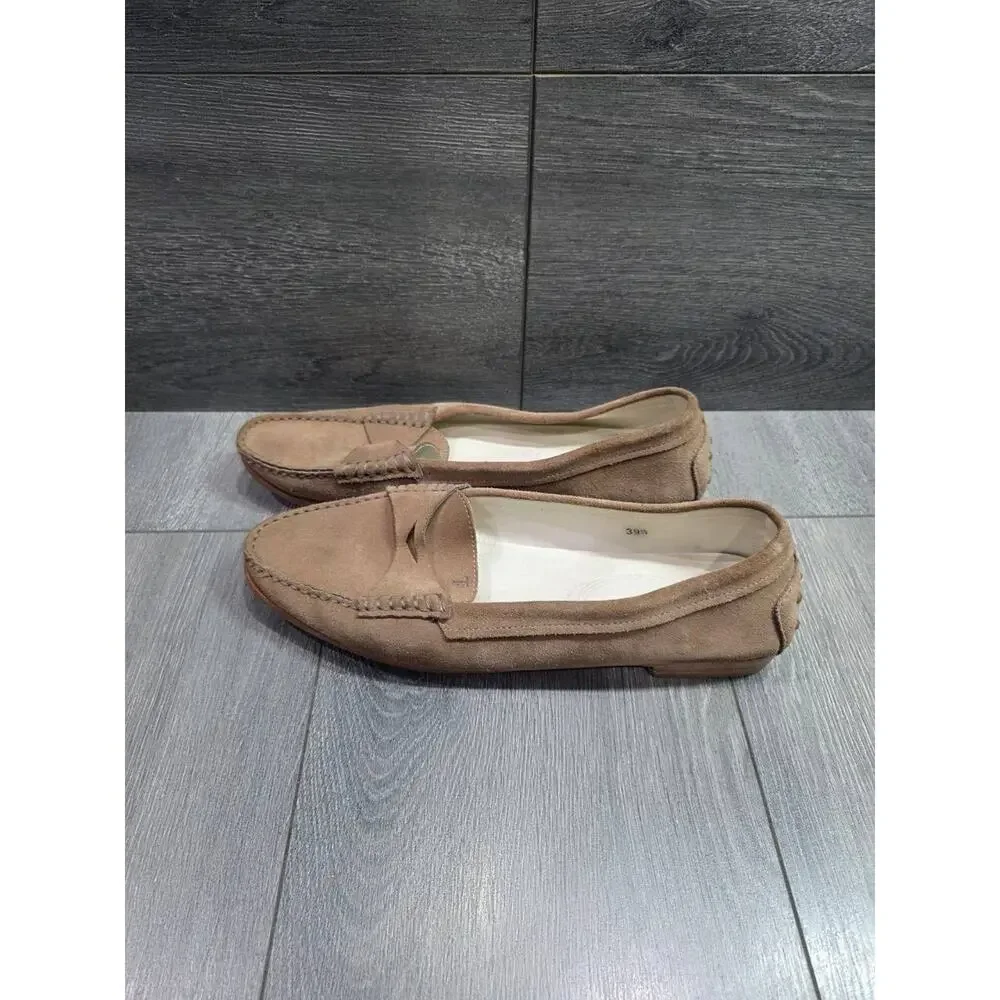 Tod's Gommino suede loafers classic penny slot TAN COLOR size 39 1/2 S000147